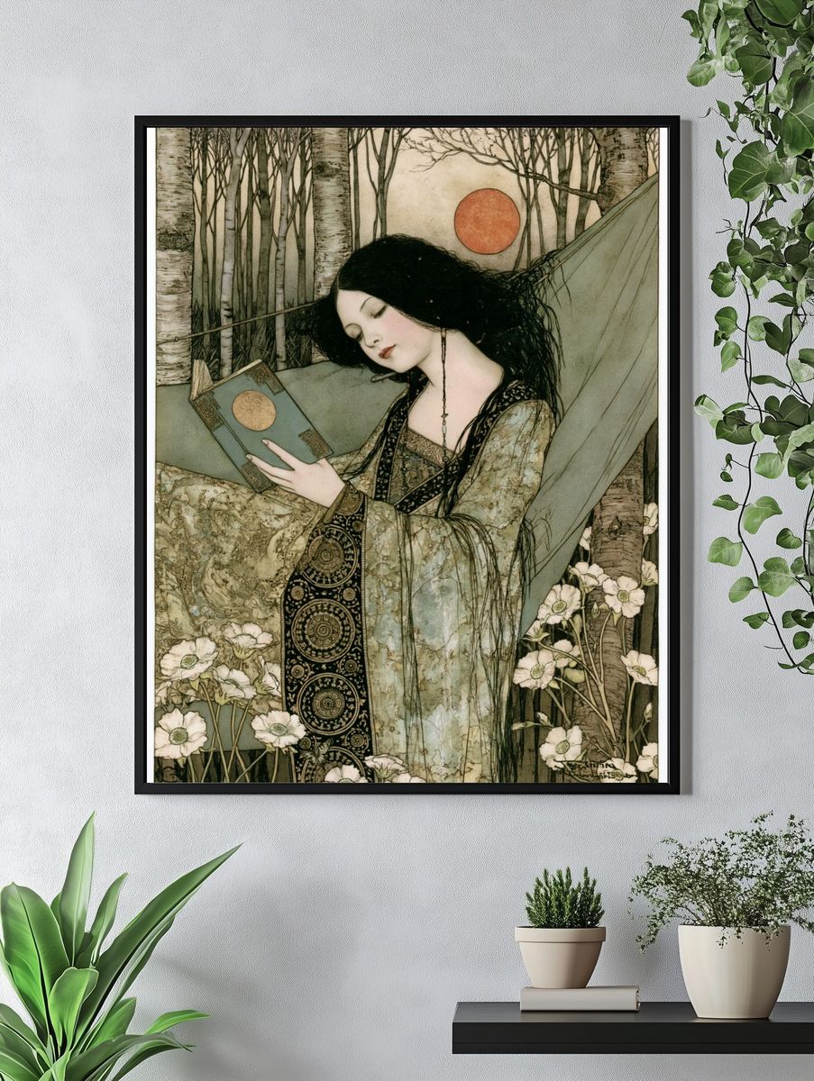 Art Nouveau Forest Reader Print. — room view 4