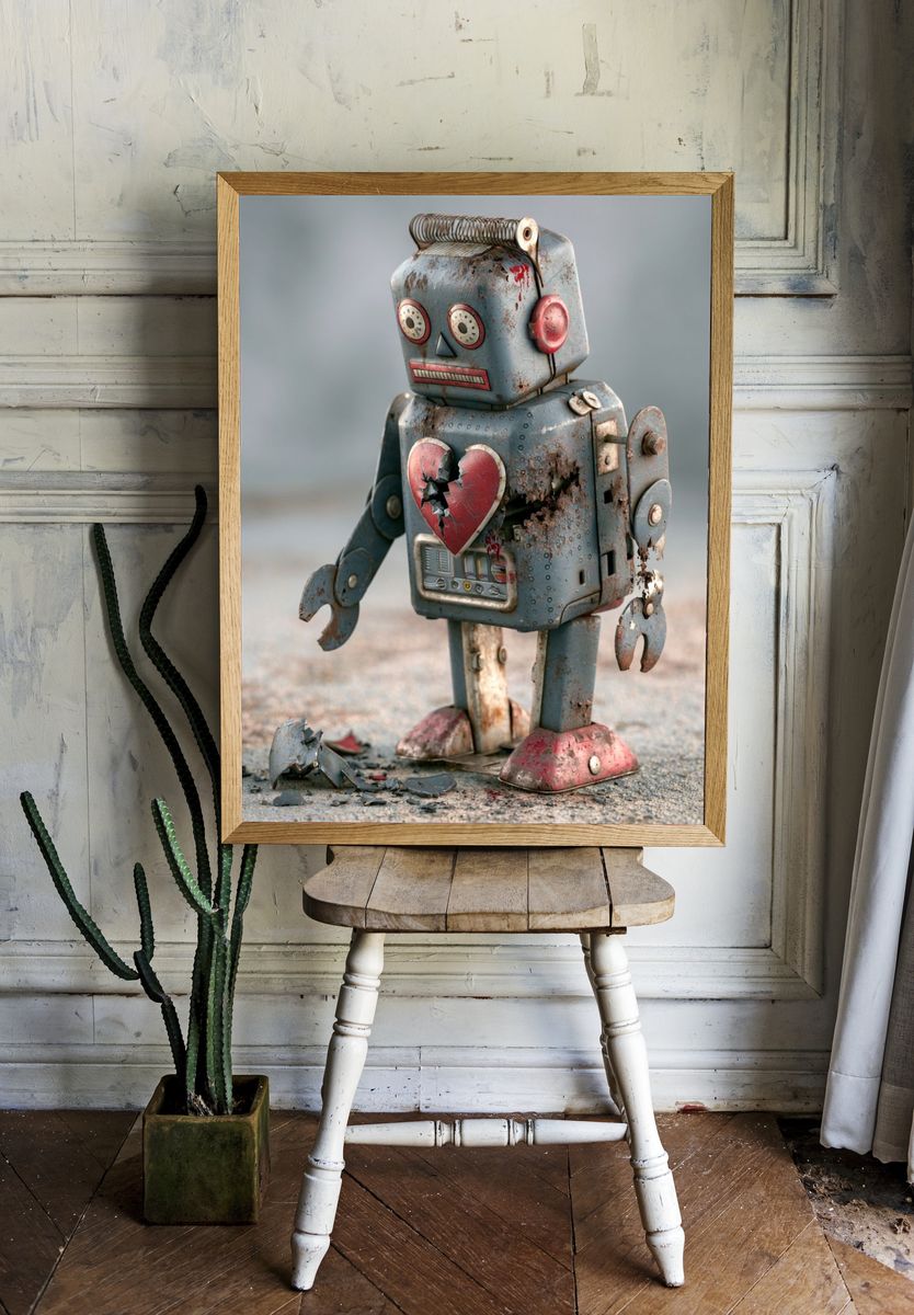 Broken Toy Robot Illustration Poster. — room view 1