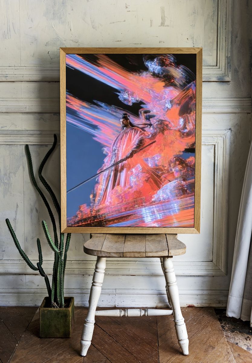 Abstract Neon Figure Poster. — room view 1