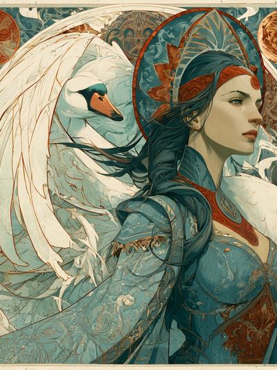 Swan Maiden Fantasy Illustration Poster. poster