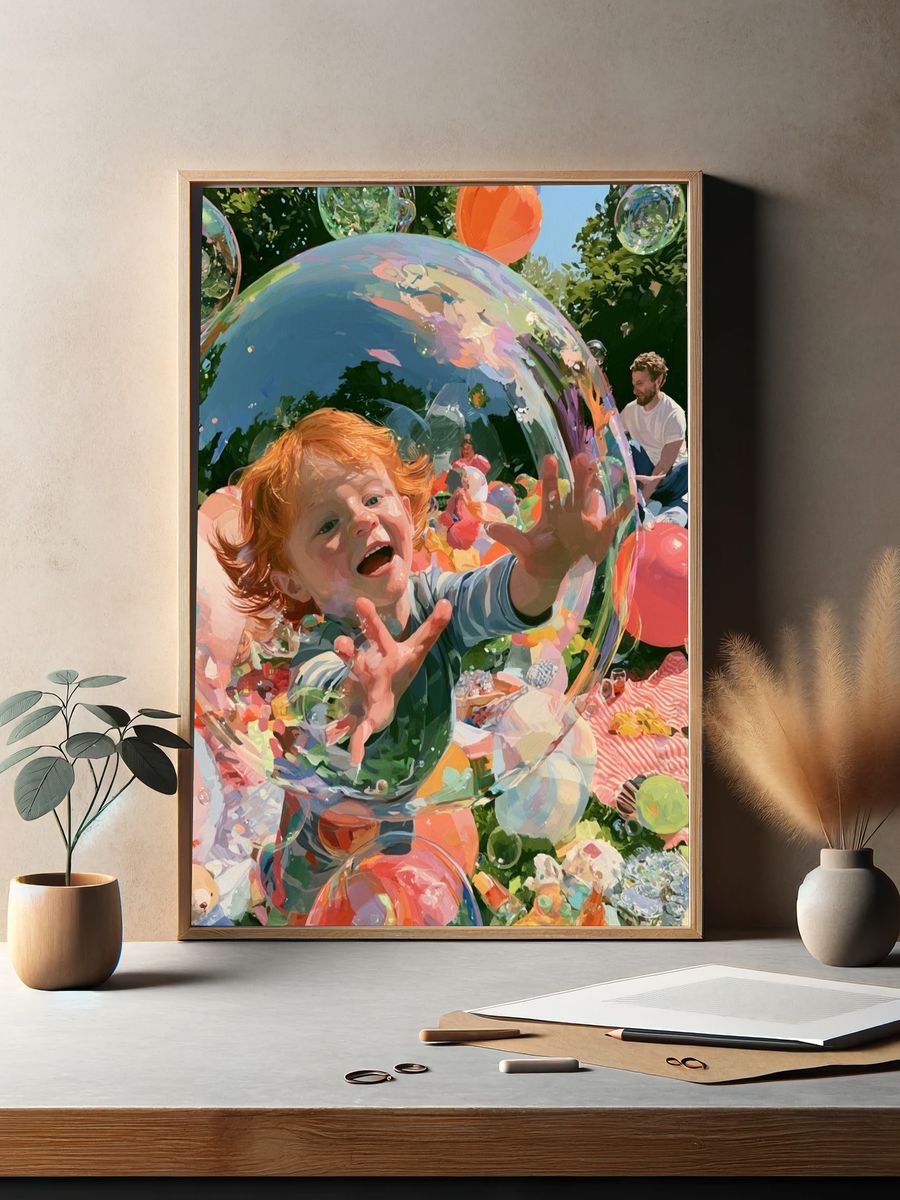 Bubble Playtime Illustration Poster. — room view 2