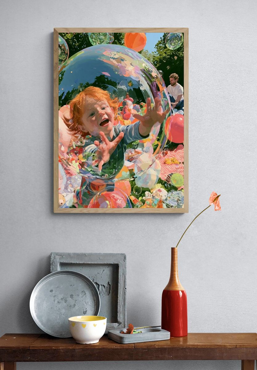 Bubble Playtime Illustration Poster. — room view 3