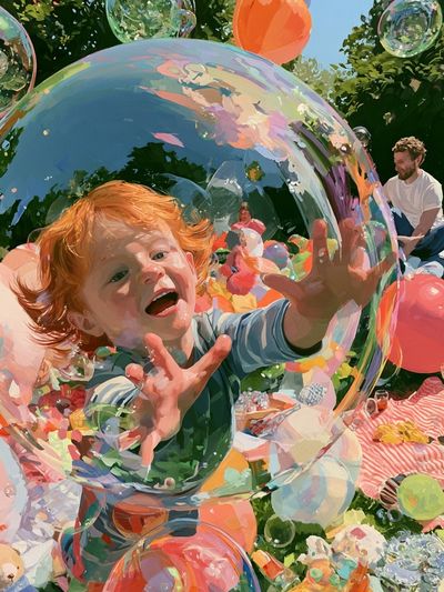 Bubble Playtime Illustration Poster. poster