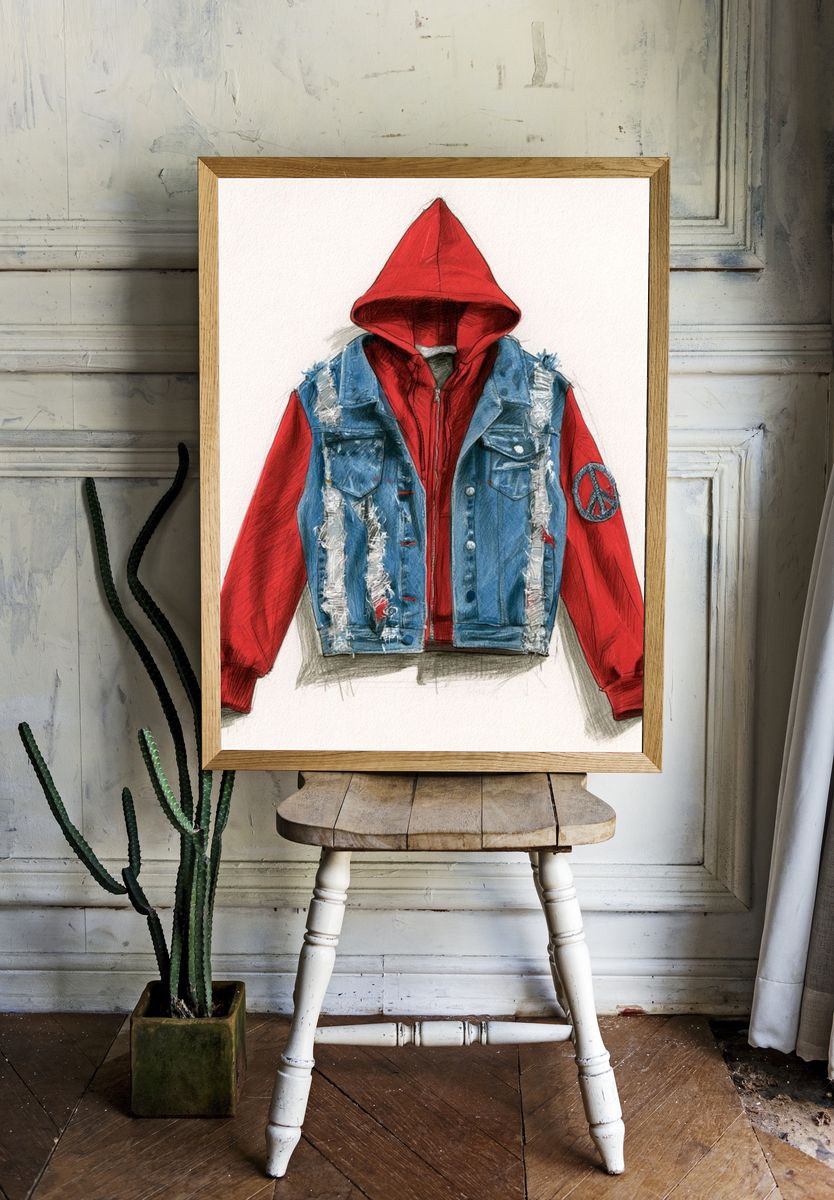 Punk Hoodie Jacket Illustration Poster. — room view 1