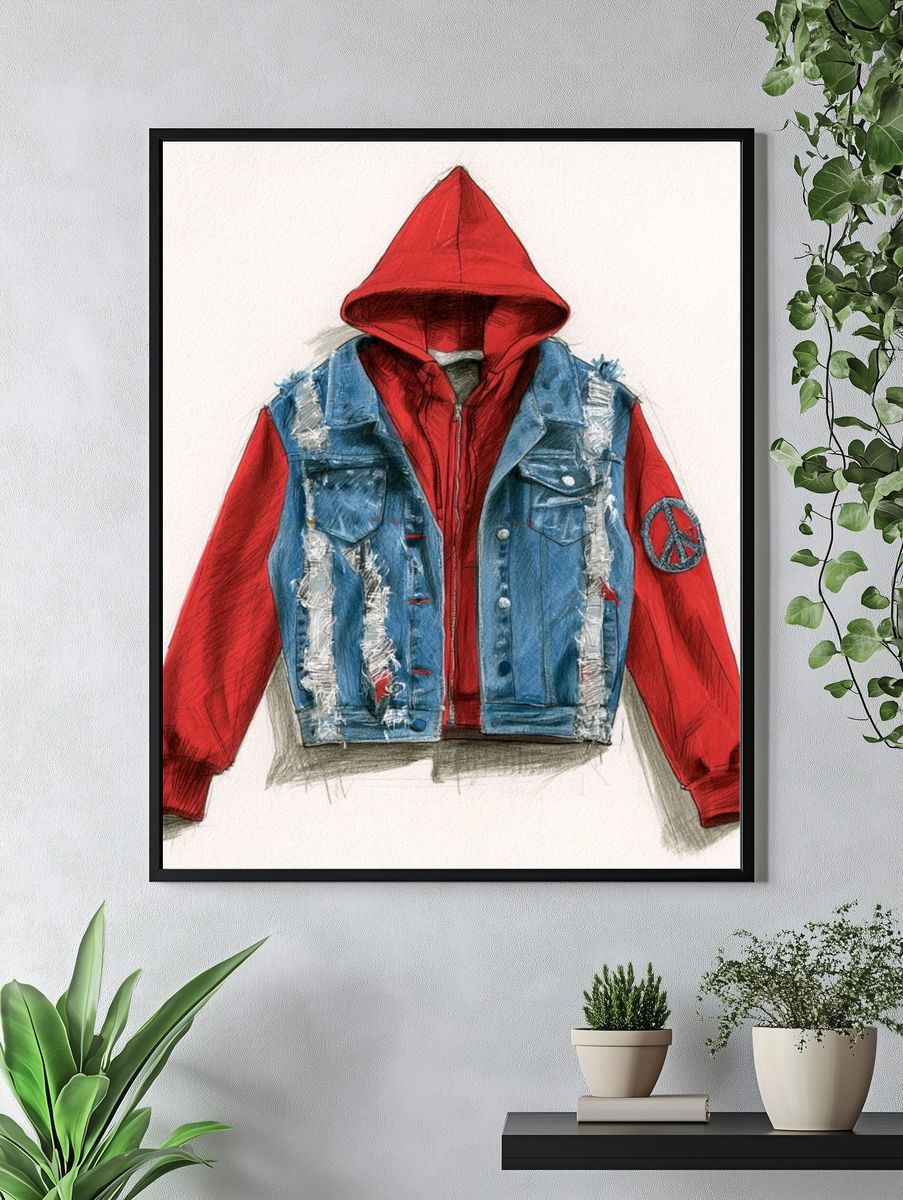 Punk Hoodie Jacket Illustration Poster. — room view 4