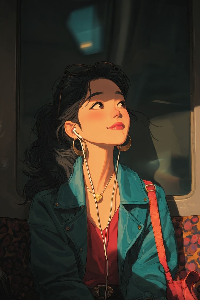 Subway Girl Digital Art Poster. poster detail