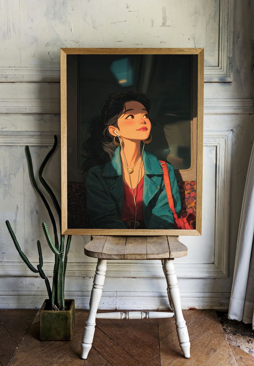 Subway Girl Digital Art Poster. room preview