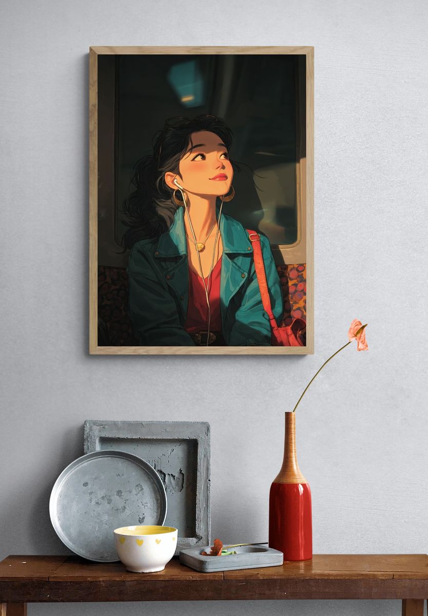 Subway Girl Digital Art Poster. — room view 3