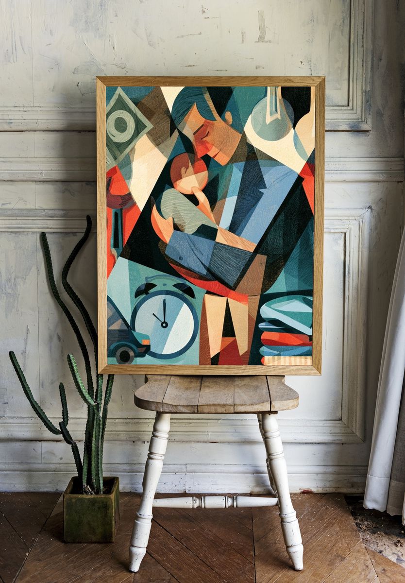 Surreal Geometric Collage Print. — room view 1