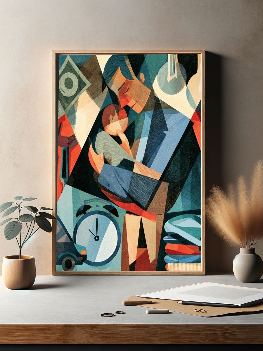 Surreal Geometric Collage Print. — room view 2