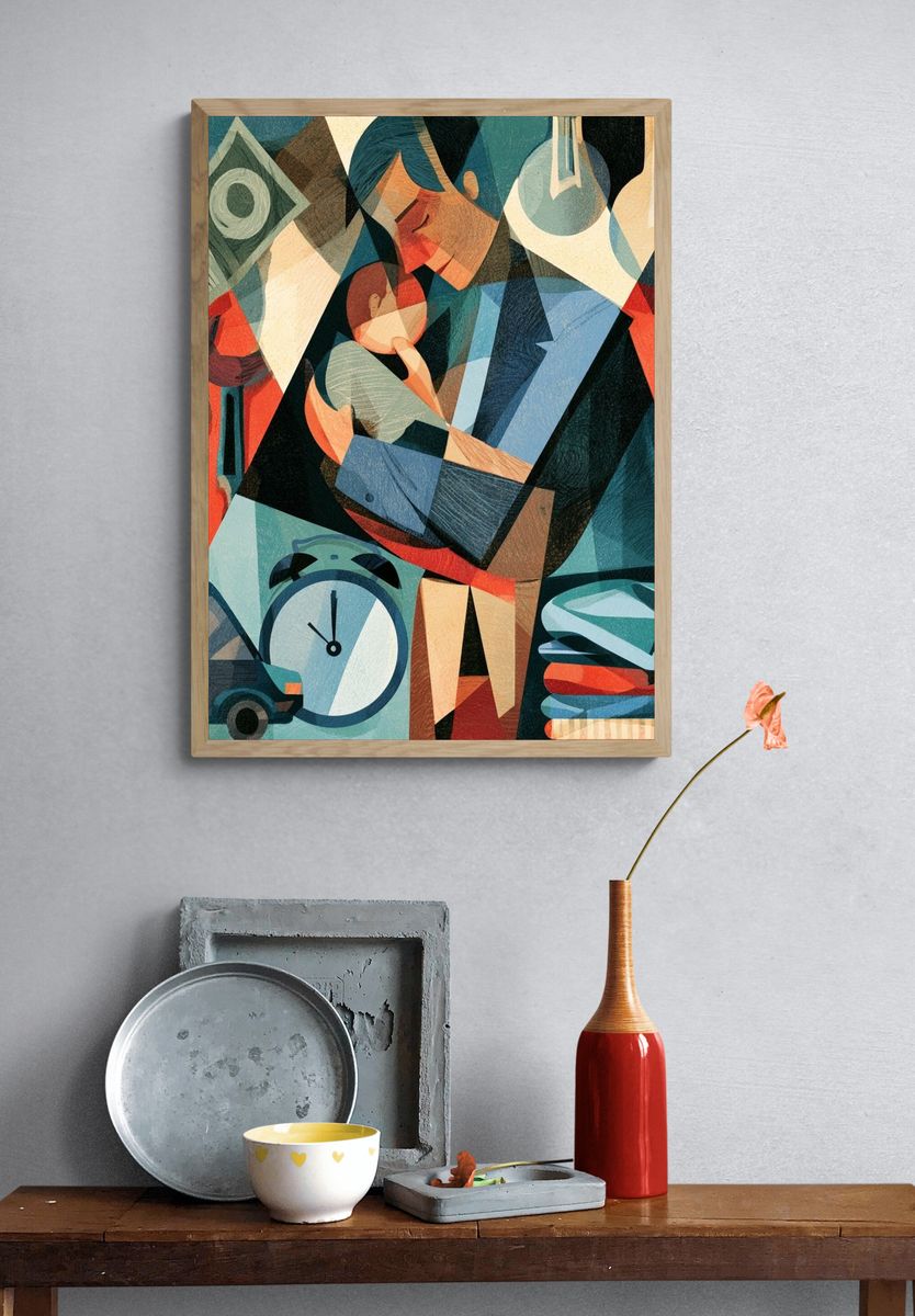 Surreal Geometric Collage Print. — room view 3