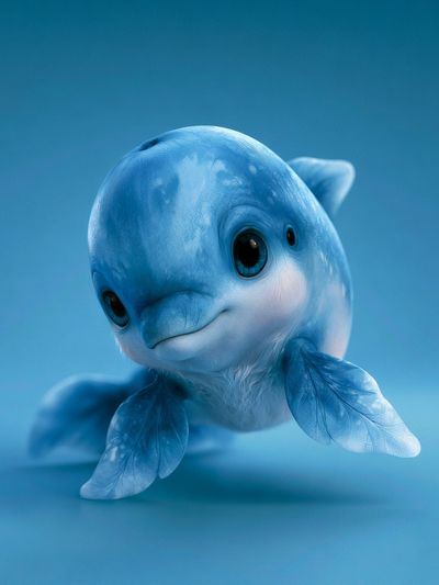Blue Baby Dolphin Illustration Poster. poster