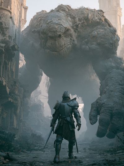Giant Stone Titan Fantasy Print.