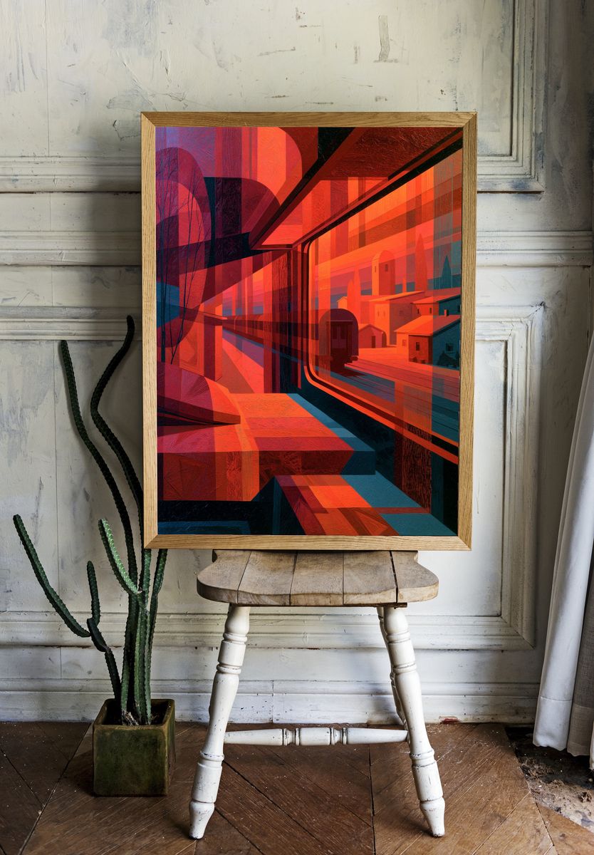 Abstract Cityscape Geometry Poster. — room view 1