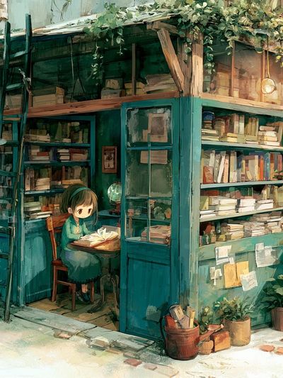 Cozy Bookshop Illustration Poster.
