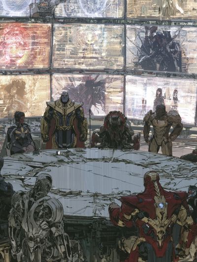 Superhero Council Digital Art Poster.