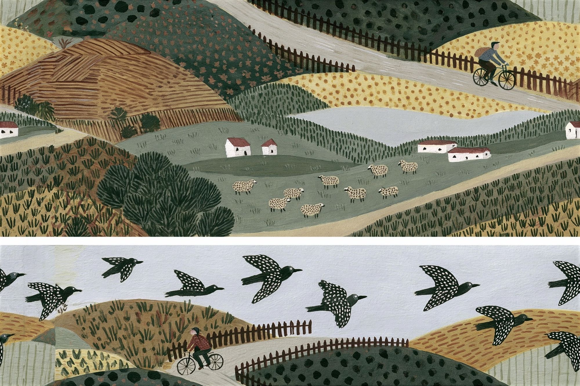 Countryside Birds Illustration Poster. poster detail
