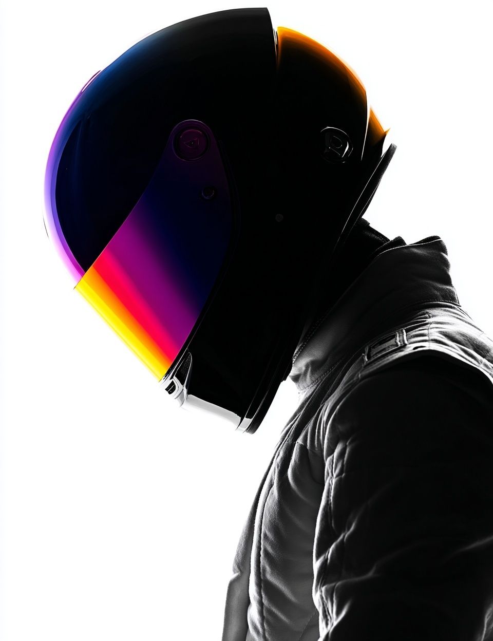 Neon Helmet Portrait Print. poster — illustration art