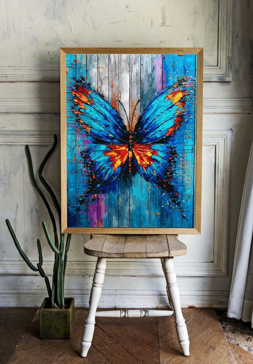 Colorful Butterfly Abstract Print. room preview