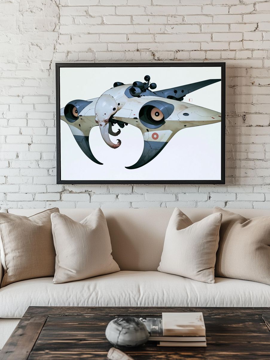 Surreal Alien Aircraft Print. — room view 1