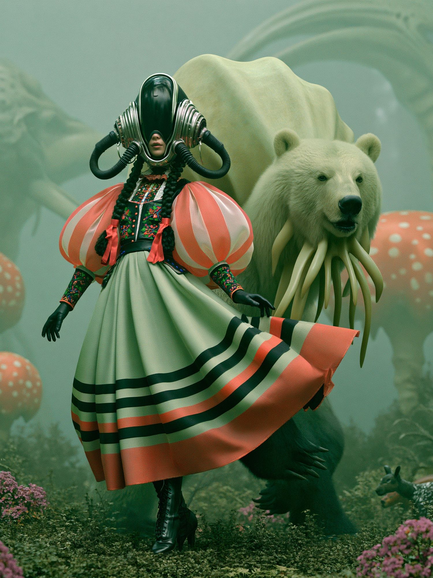 Surreal Bear Guardian Illustration Poster. poster detail