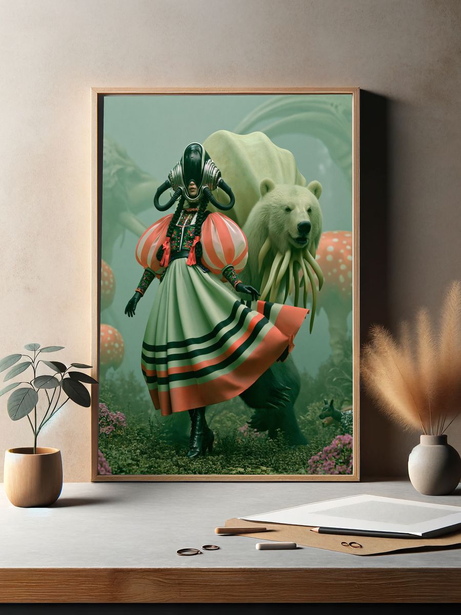 Surreal Bear Guardian Illustration Poster. — room view 2