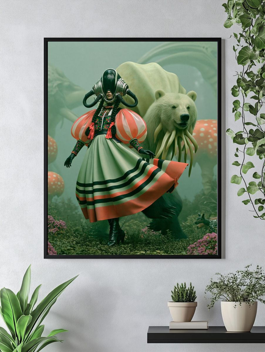 Surreal Bear Guardian Illustration Poster. — room view 4