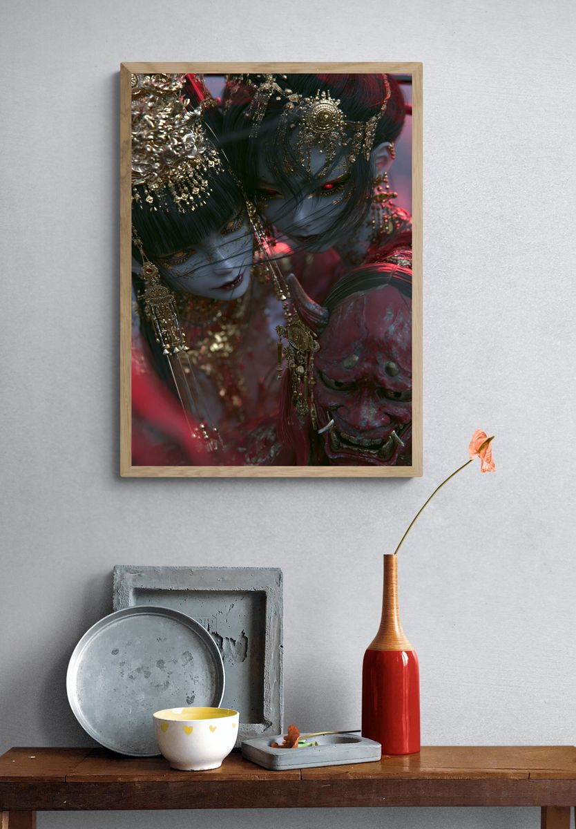Demon Twins Fantasy Poster. — room view 3