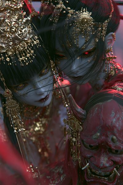 Demon Twins Fantasy Poster.