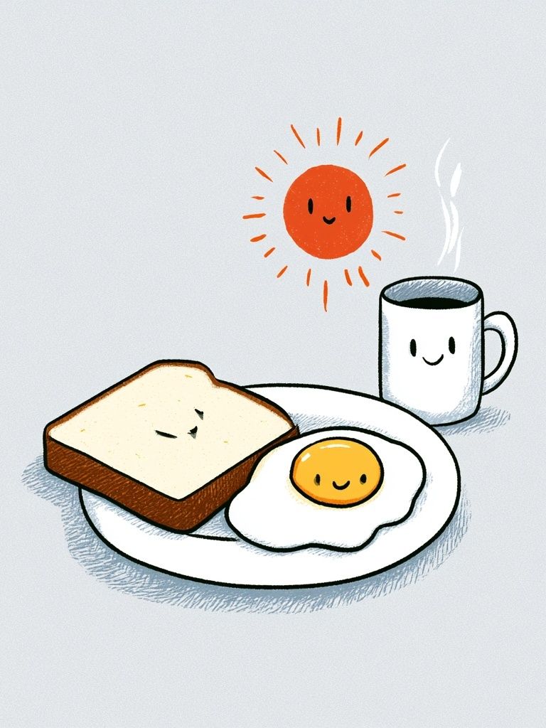 Cute Breakfast Illustration Poster. poster detail