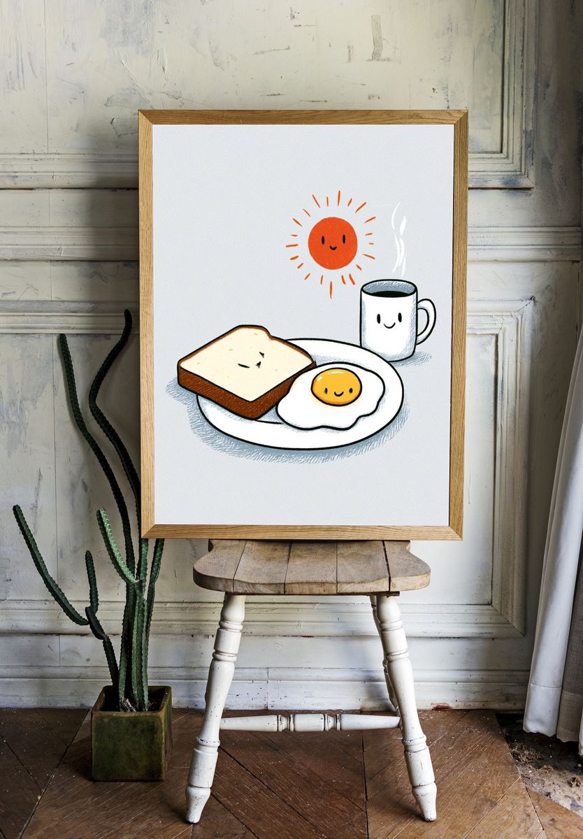 Cute Breakfast Illustration Poster. room preview