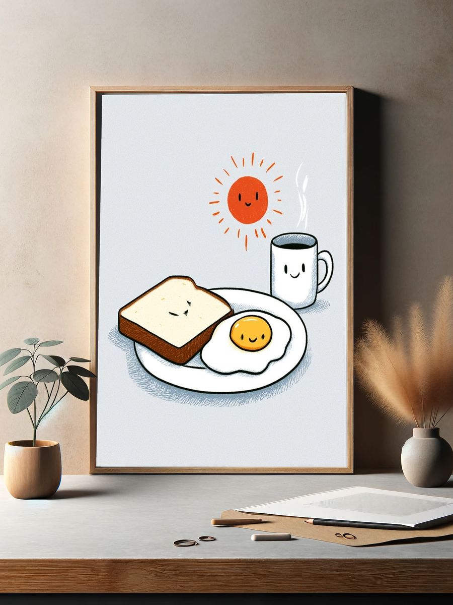 Cute Breakfast Illustration Poster. — room view 2