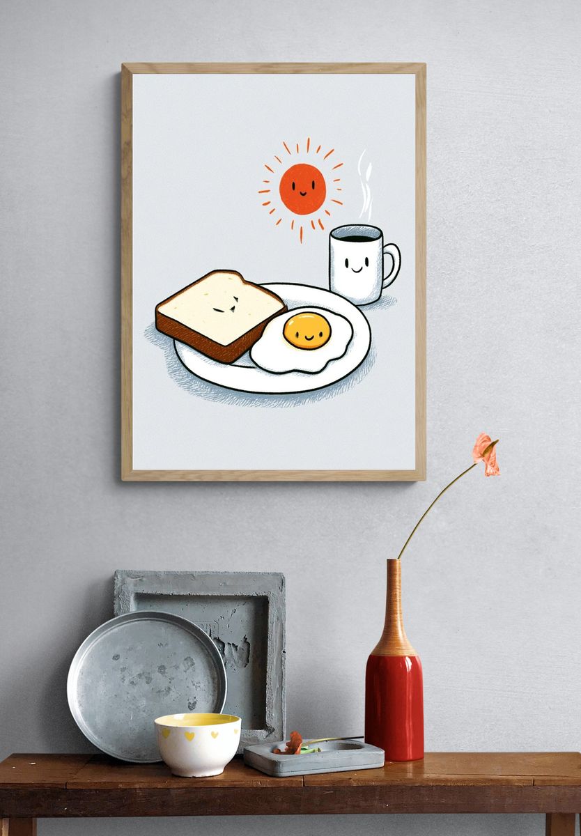 Cute Breakfast Illustration Poster. — room view 3