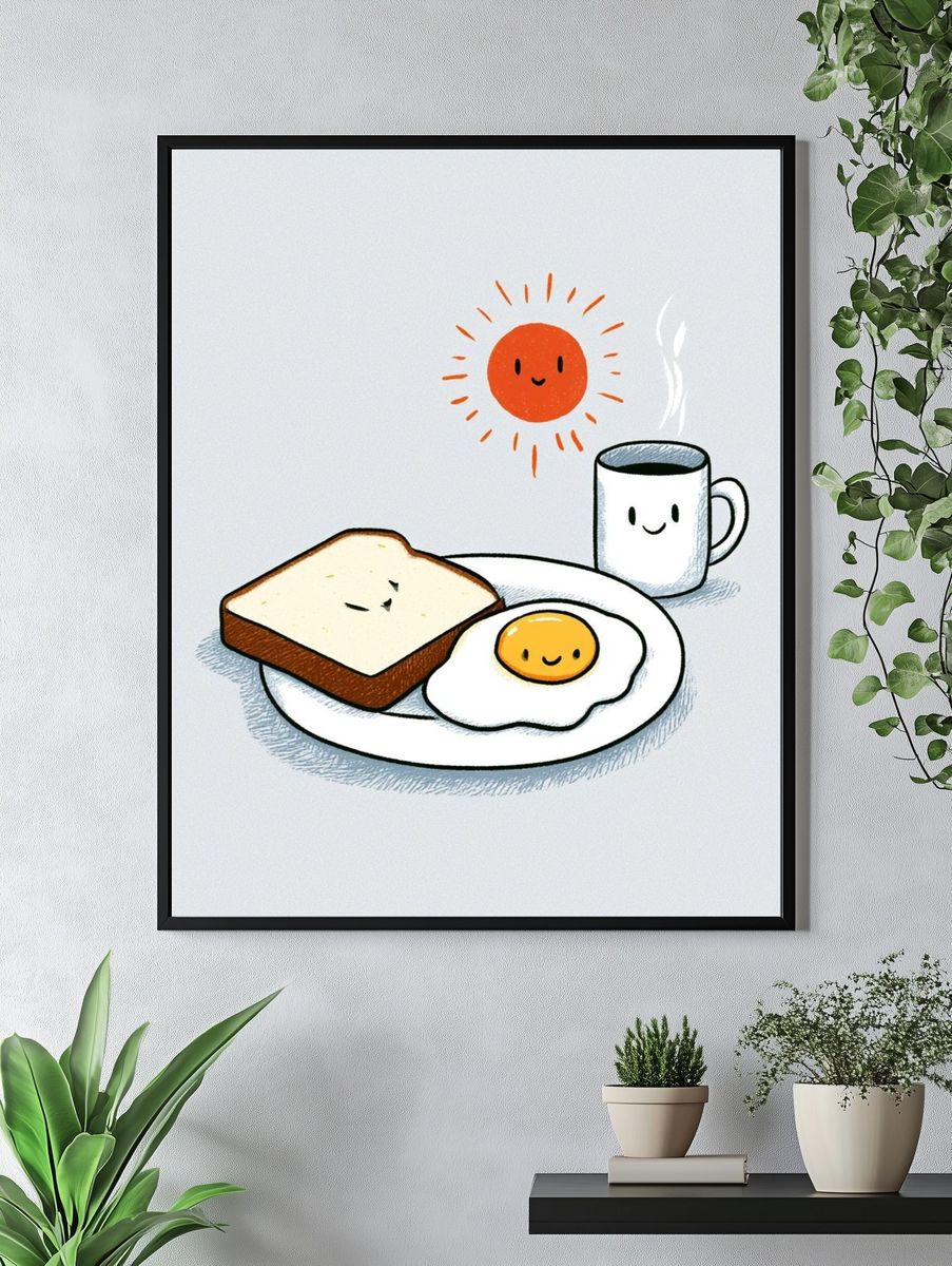 Cute Breakfast Illustration Poster. — room view 4