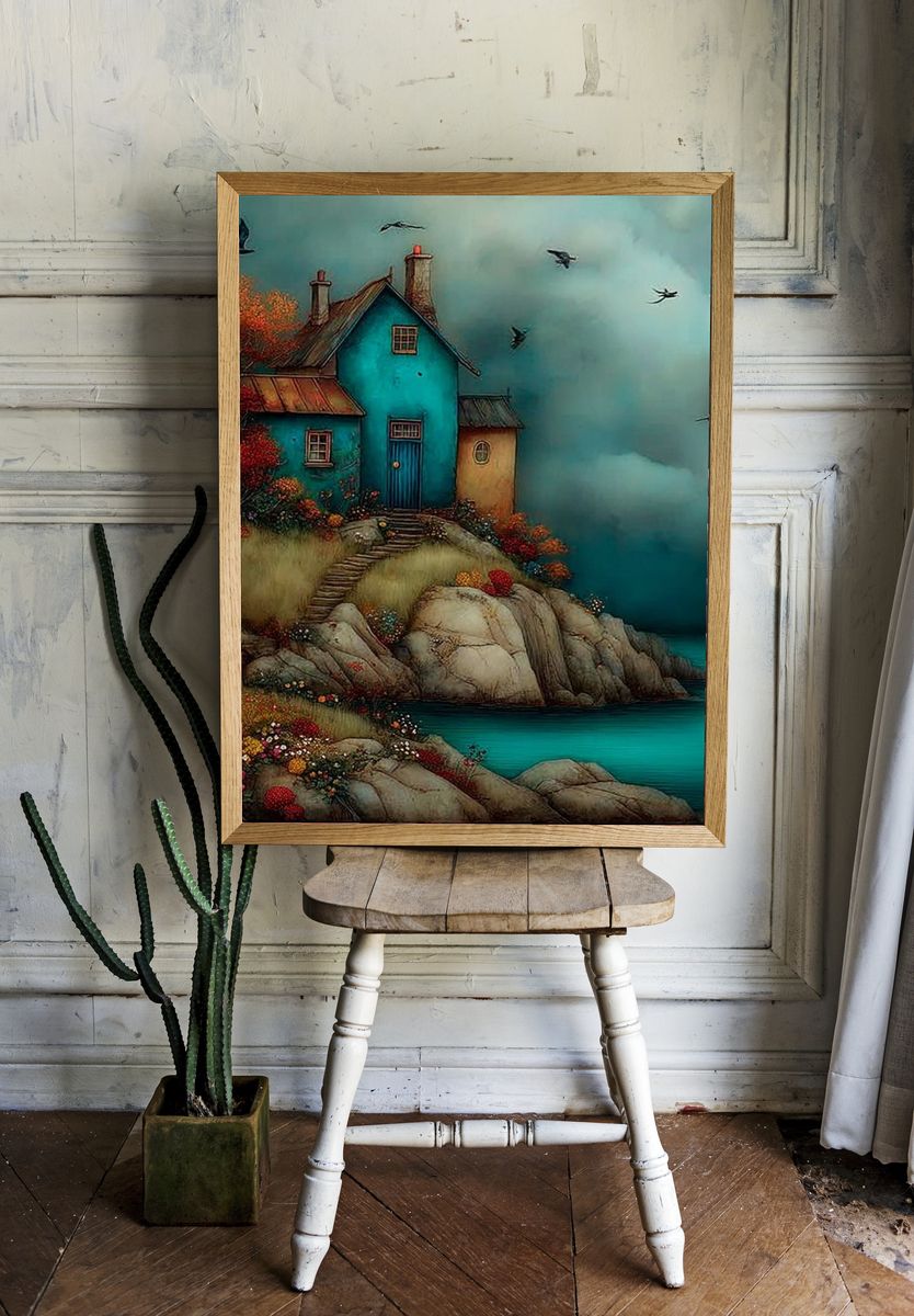 Coastal Cottage Dreamscape Print room preview
