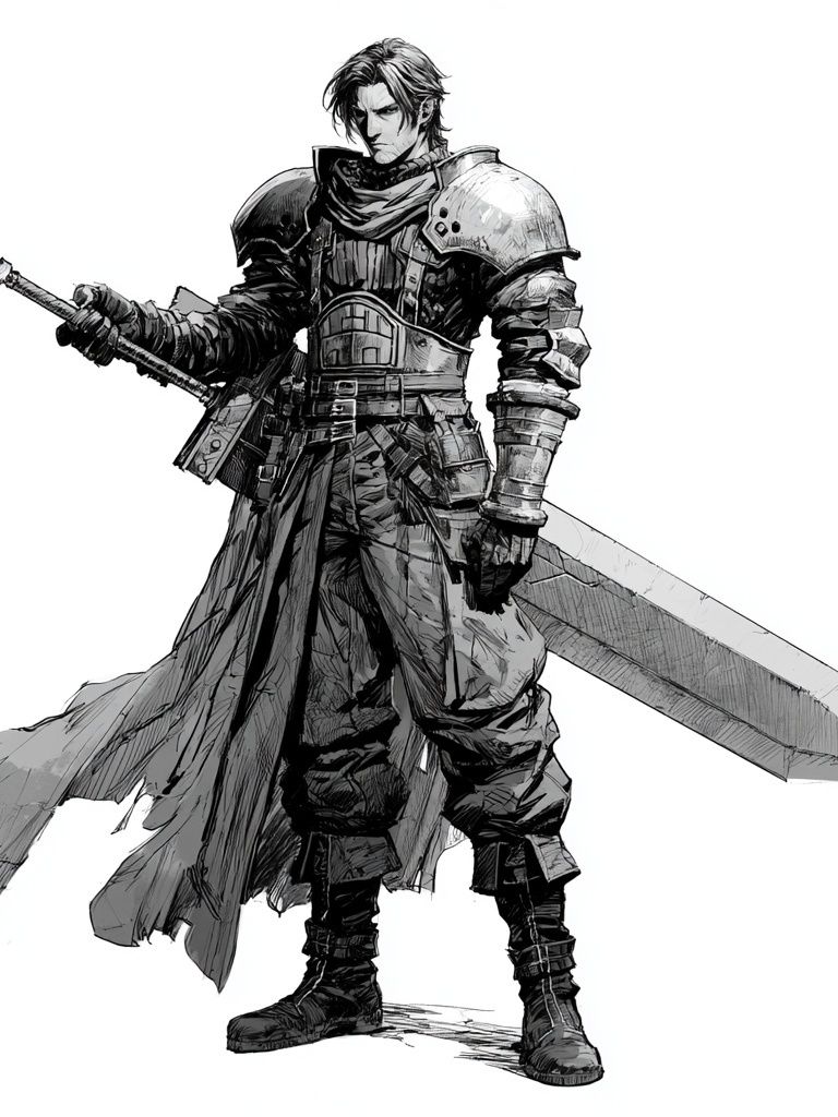 Armored Sword Warrior Illustration Poster. poster detail