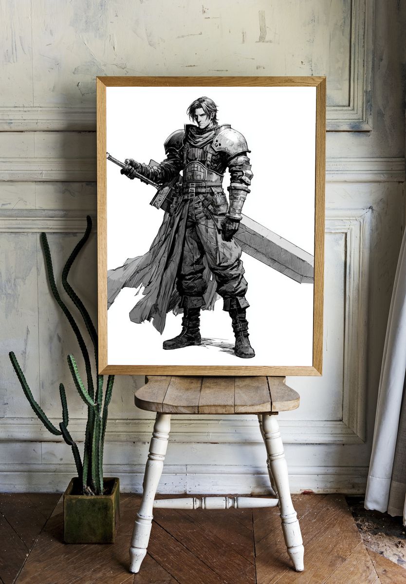 Armored Sword Warrior Illustration Poster. — room view 1