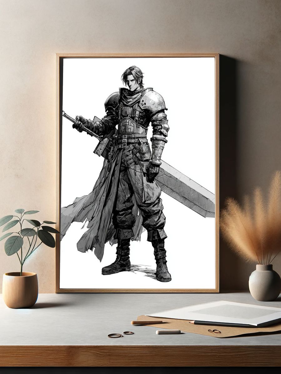 Armored Sword Warrior Illustration Poster. — room view 2