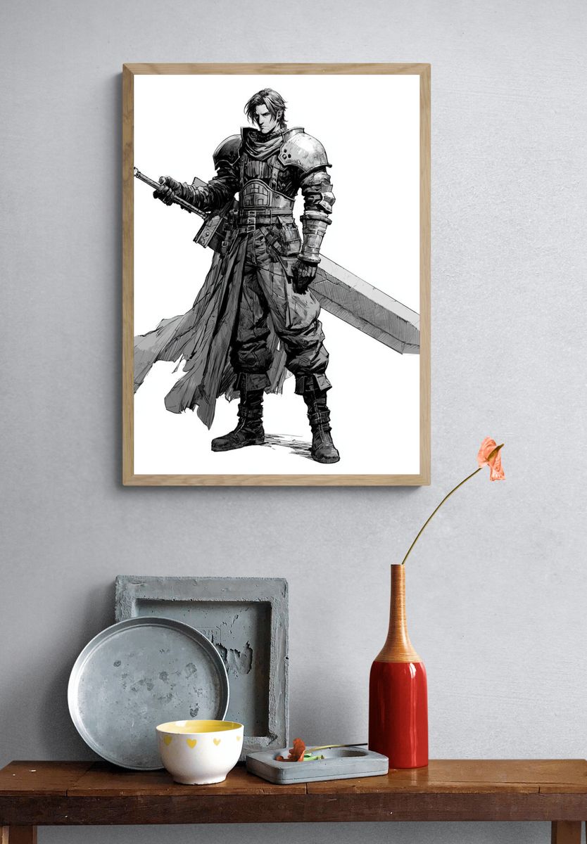 Armored Sword Warrior Illustration Poster. — room view 3
