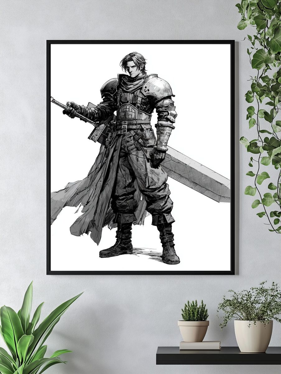 Armored Sword Warrior Illustration Poster. — room view 4