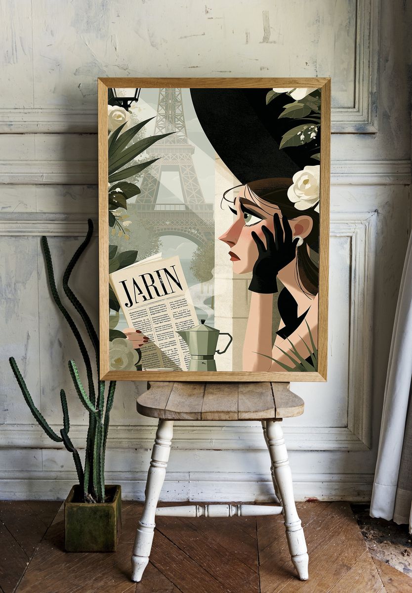 Parisian Café Dream Illustration Poster. room preview
