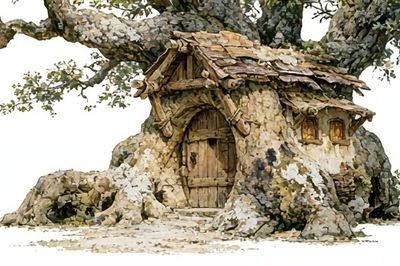 Enchanted Treehouse Watercolor Print. poster