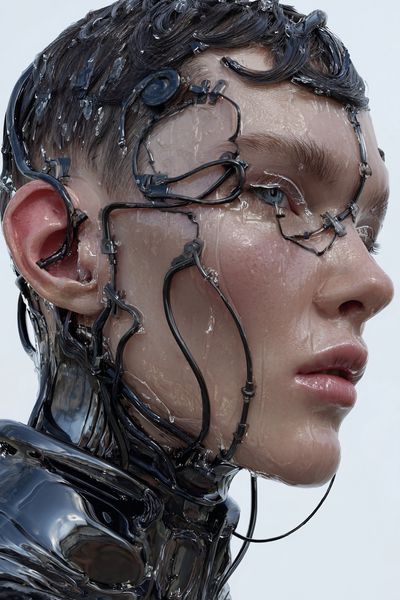 Cyborg Portrait Digital Art Poster. poster print