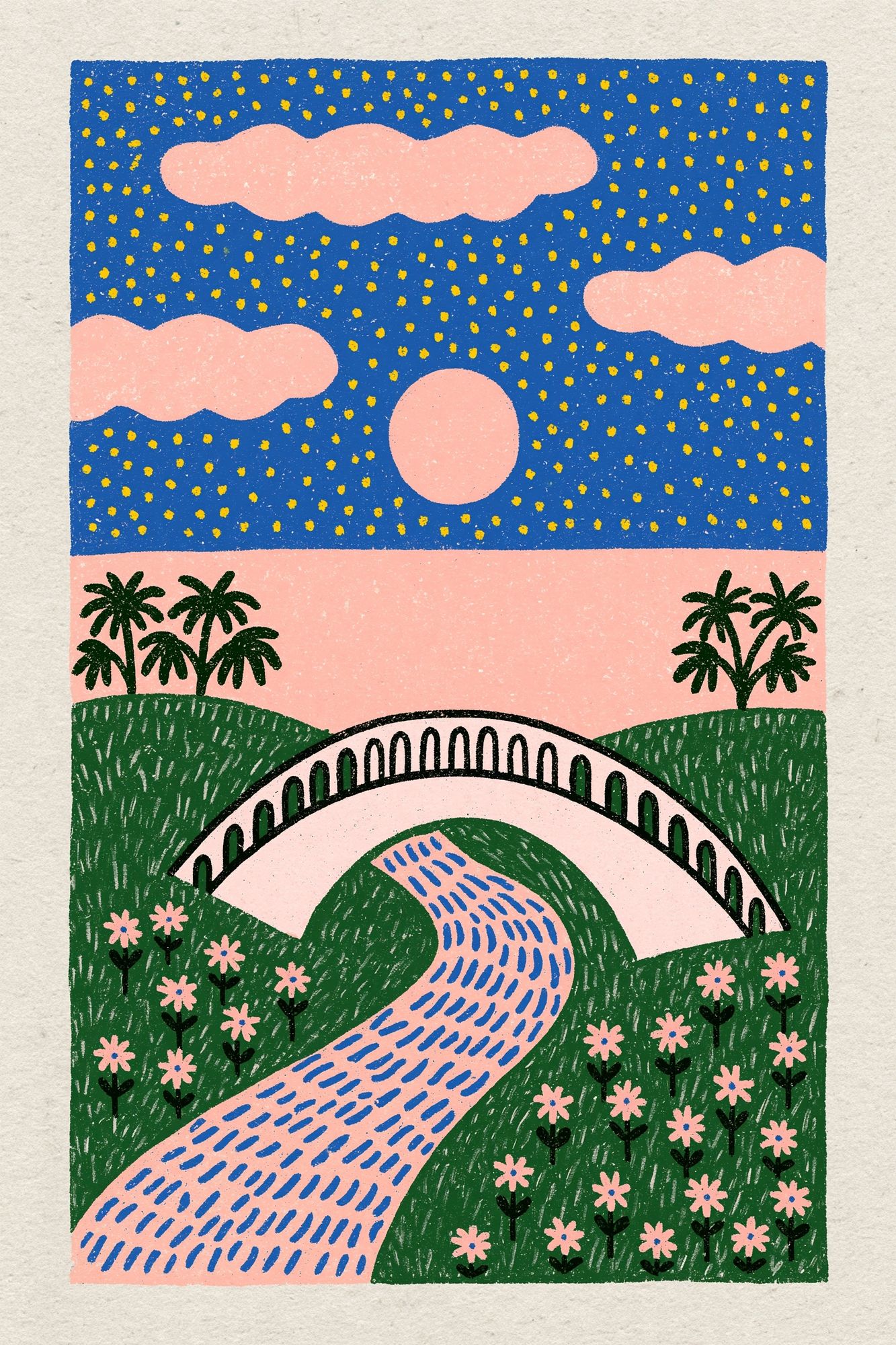 Dreamy Landscape Illustration Poster. poster — illustration art