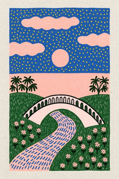 Dreamy Landscape Illustration Poster. poster