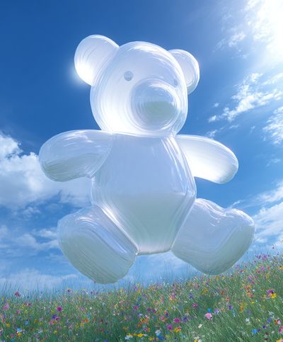 Floating Bear in Sky Poster.