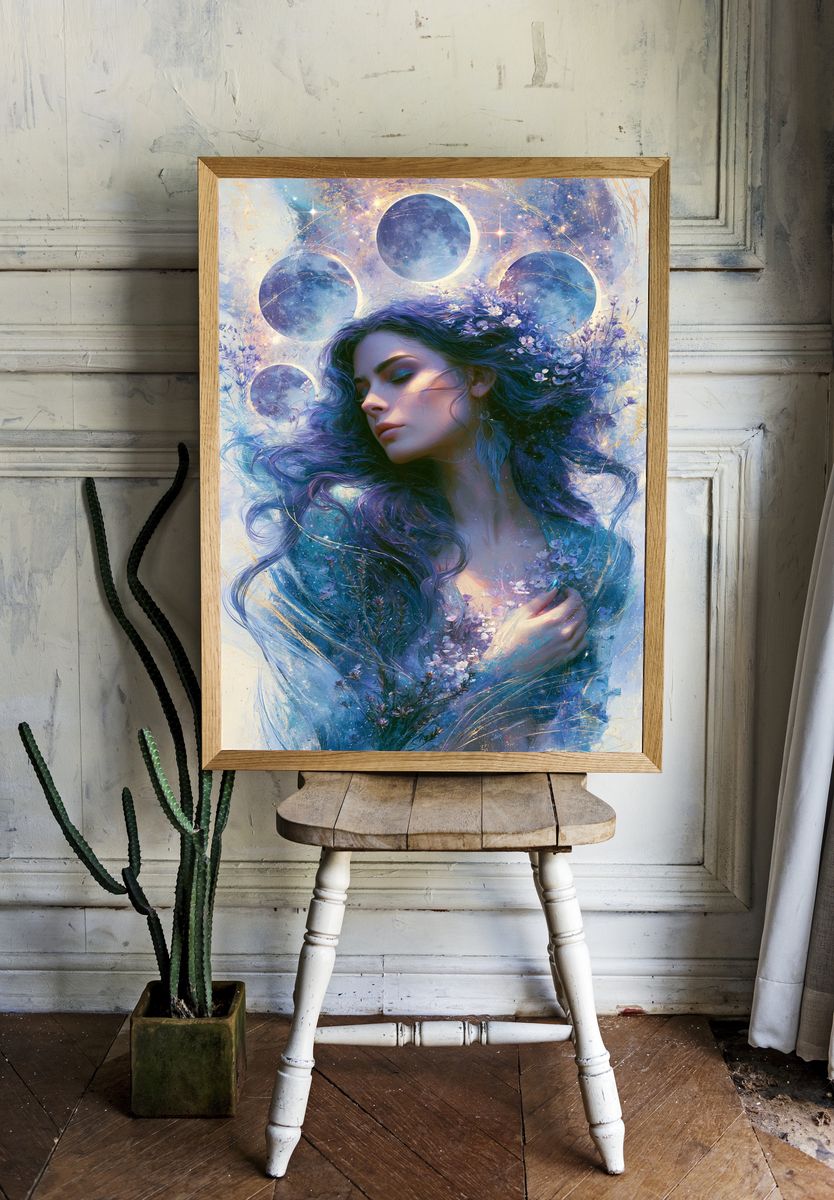 Celestial Woman Digital Art Poster. — room view 1