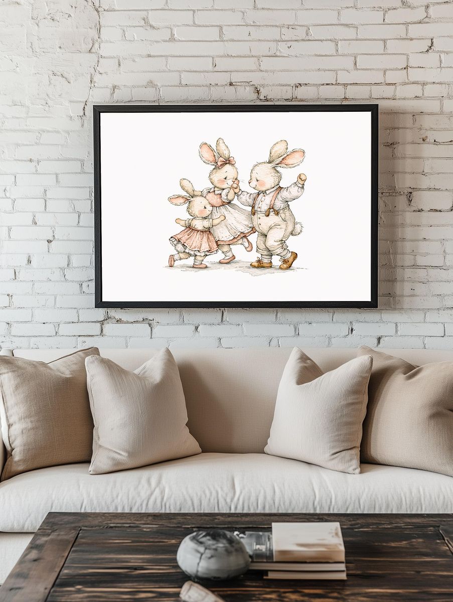 Bunny Family Watercolor Poster. room preview