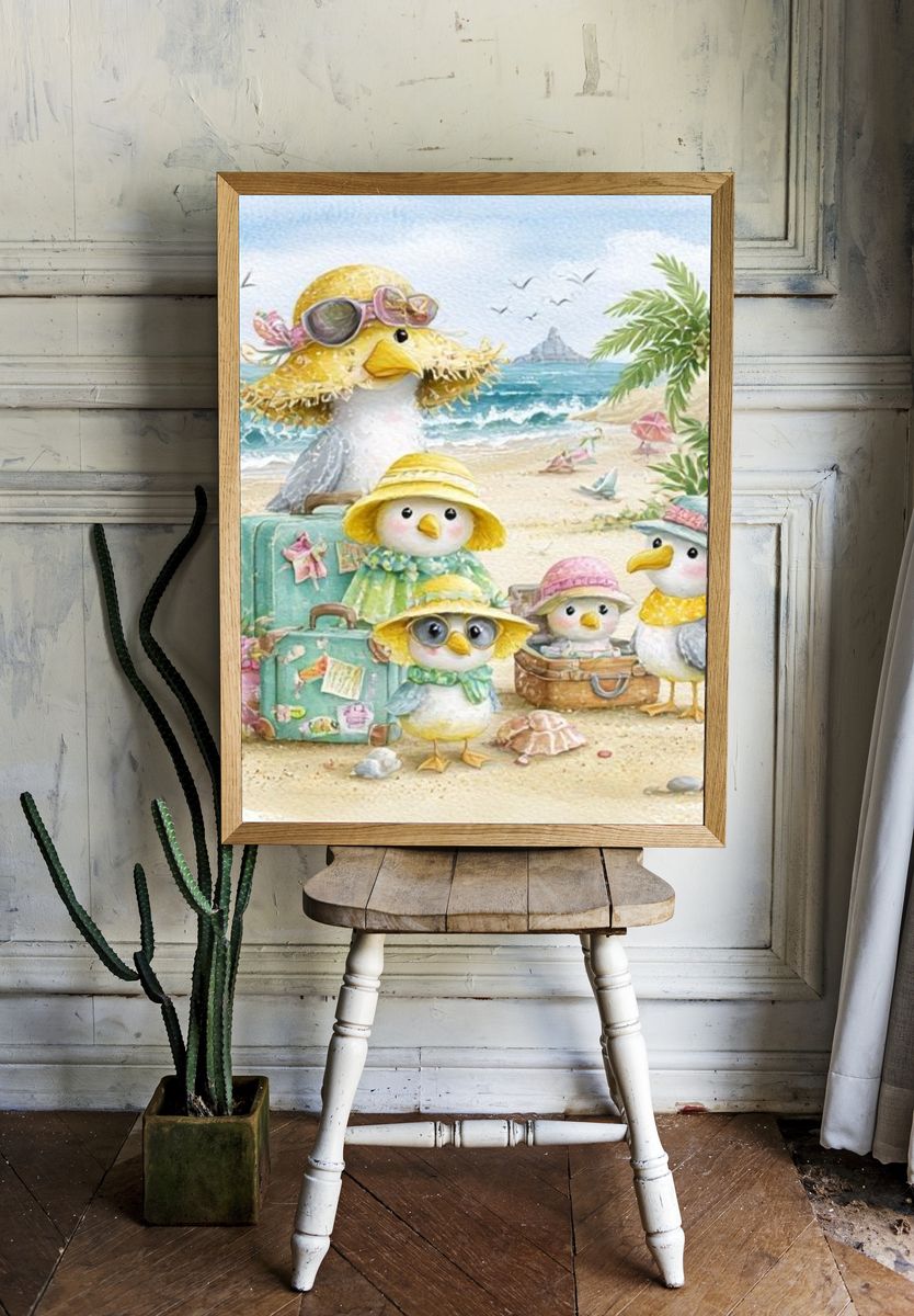 Beach Birds Watercolor Poster. room preview