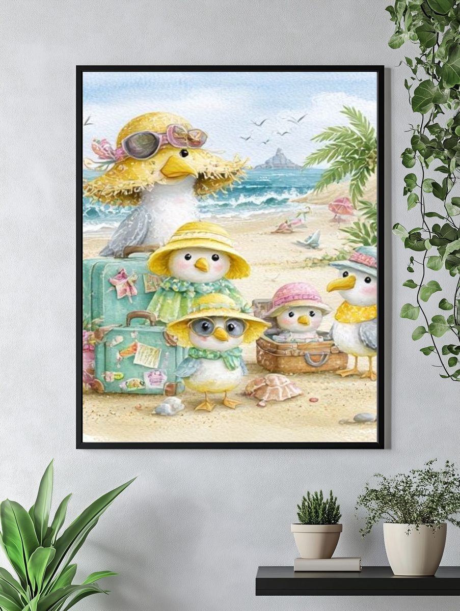 Beach Birds Watercolor Poster. — room view 4